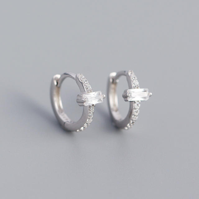 925 Sterling Silver Cubic Zirconia Huggie Earrings