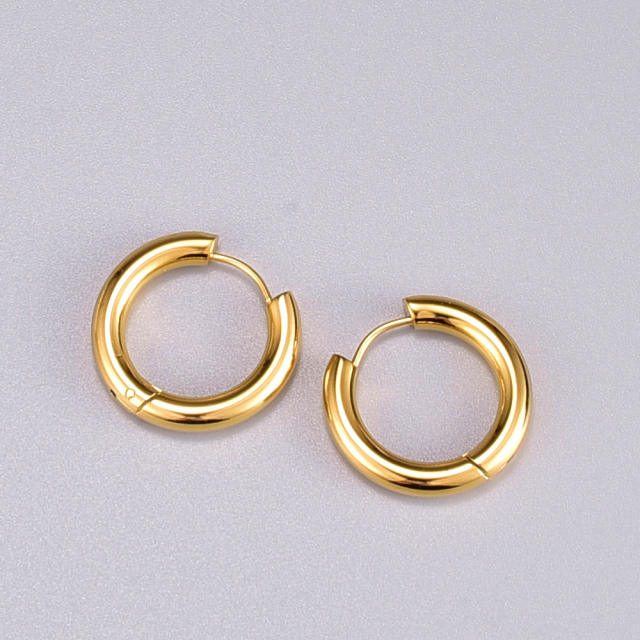 Concise simple hoop stainless steel earrings
