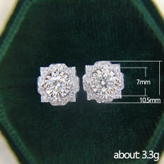 Easy match cubic zircon setting cute copper ear studs