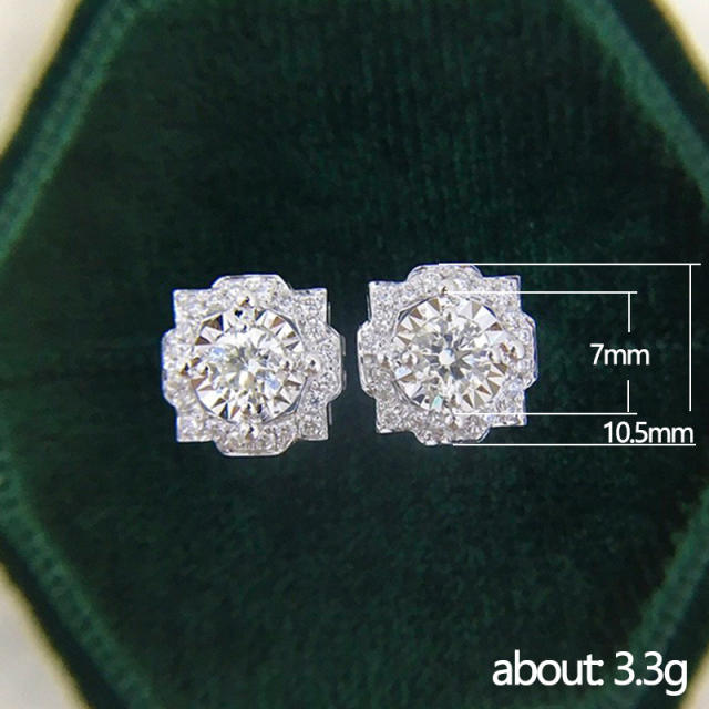 Easy match cubic zircon setting cute copper ear studs