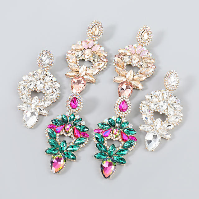 Chunky glass crystal statement dangle earrings