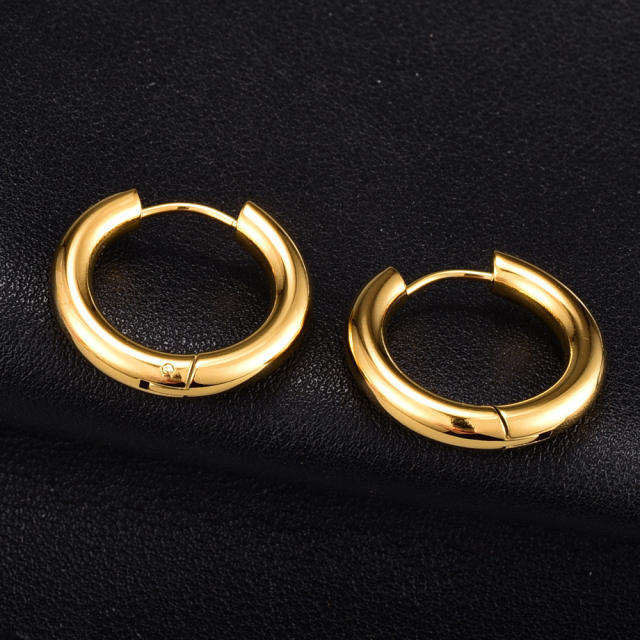 Concise simple hoop stainless steel earrings