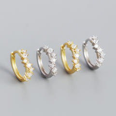 Delicate 925 sterling silver rhinestone huggie earrings