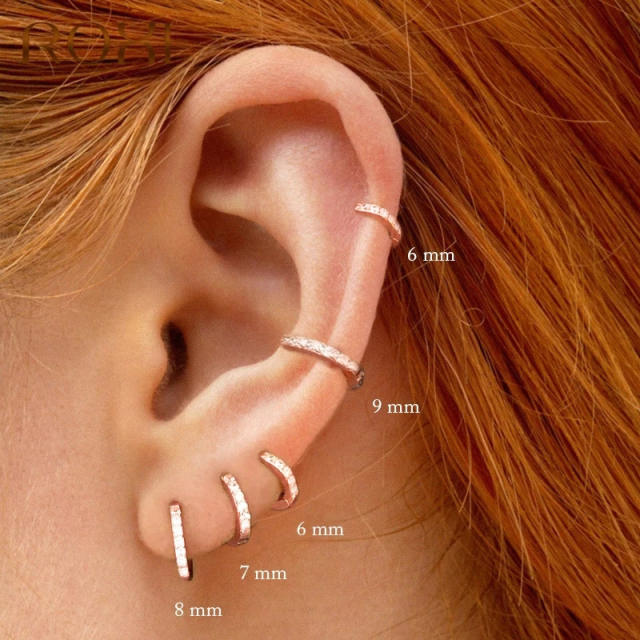 Diamond hoop huggie earrings