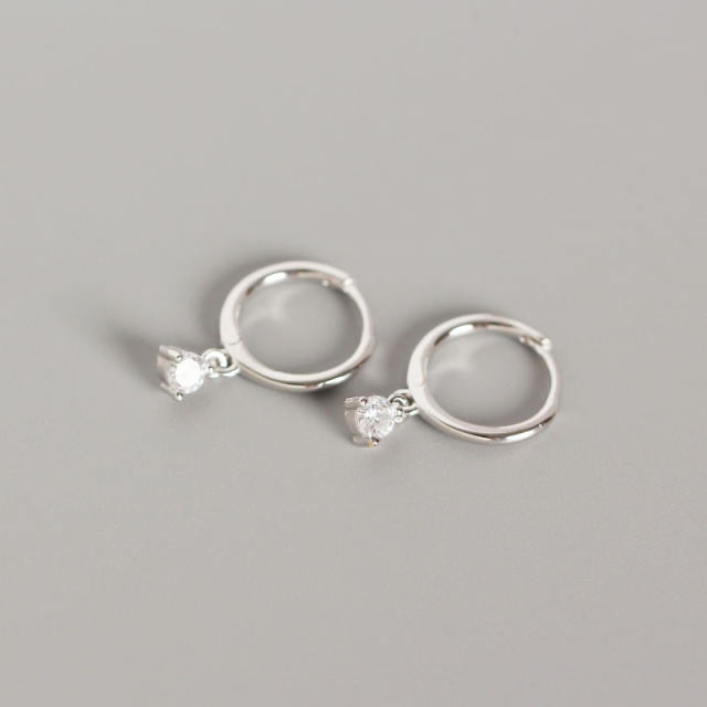 S925 sterling silver rhinestone huggie earrings