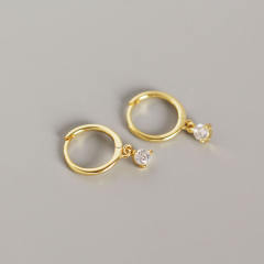 S925 sterling silver rhinestone huggie earrings