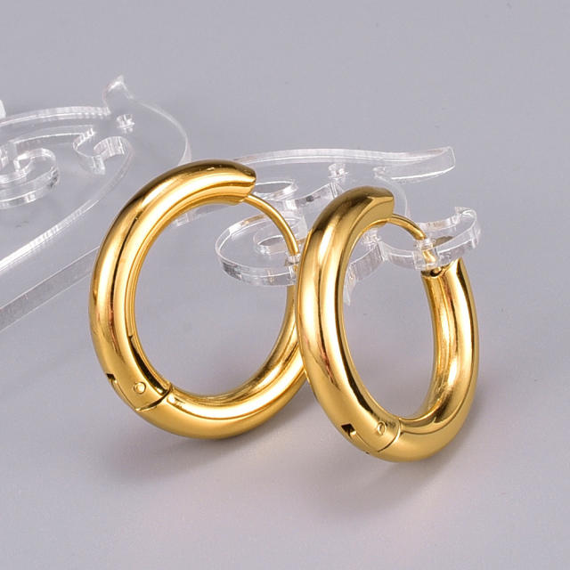 Concise simple hoop stainless steel earrings