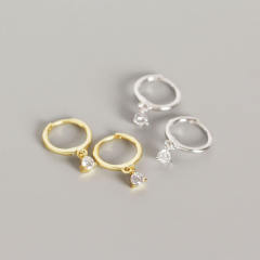 S925 sterling silver rhinestone huggie earrings