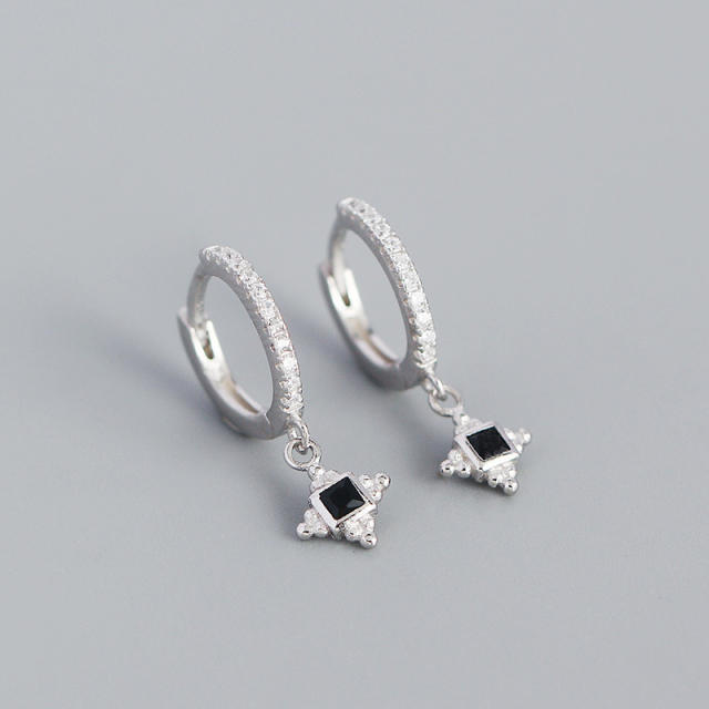 925 sterling silver diamond huggie earrings