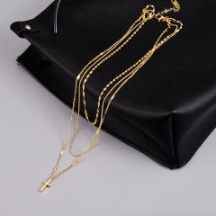 Titanium steel concise 3-layer cross necklace
