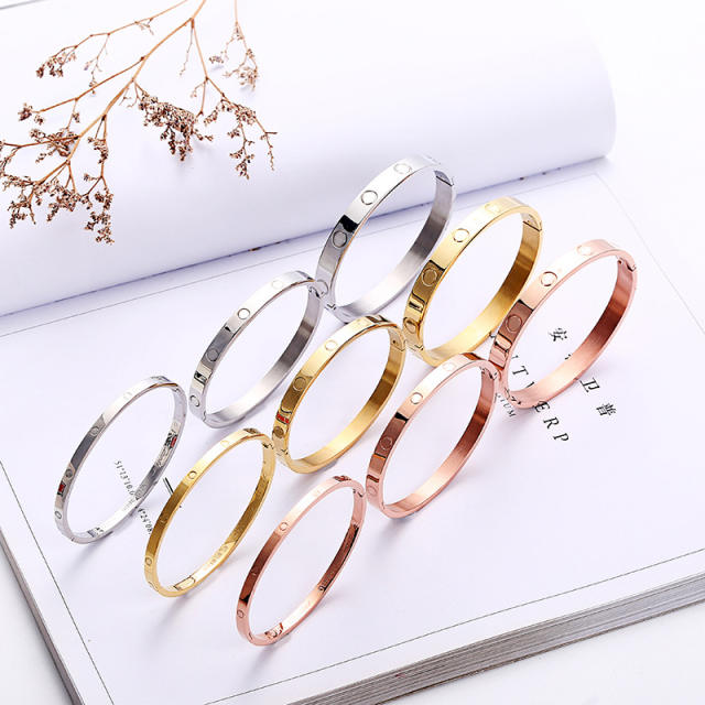 4mm/6mm/8mm concise design stainless steel bangle bracelet