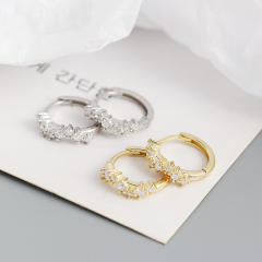 Delicate 925 sterling silver rhinestone huggie earrings