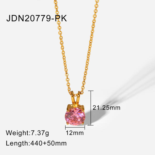 Dainy Color cubic pendant stainless steel necklace