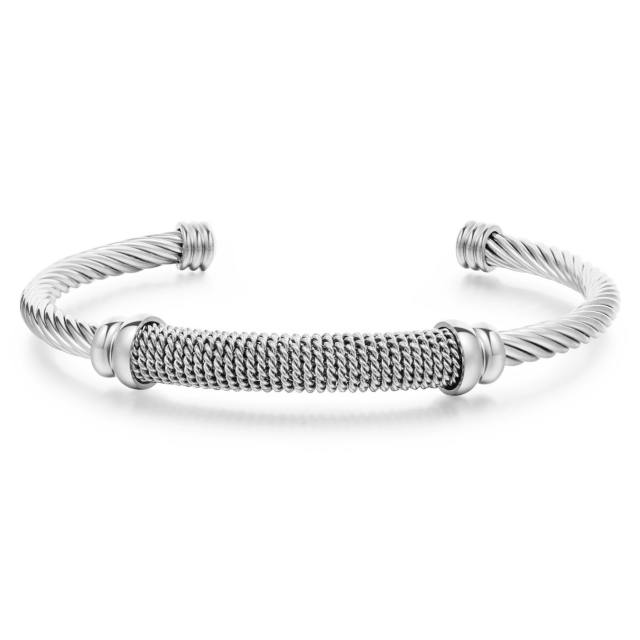 Stainless steel cuff bangle bracelet for man