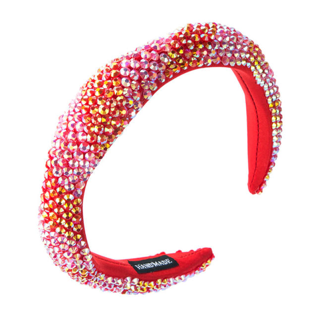 Exaggerated style colored rhinestone sponge padded headband