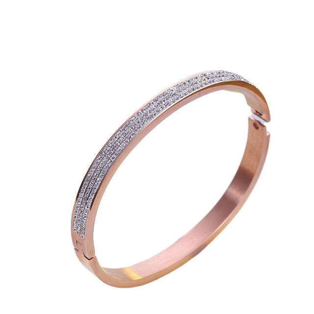 3 color - elegant the Stainless steel gem setting bangle bracelet