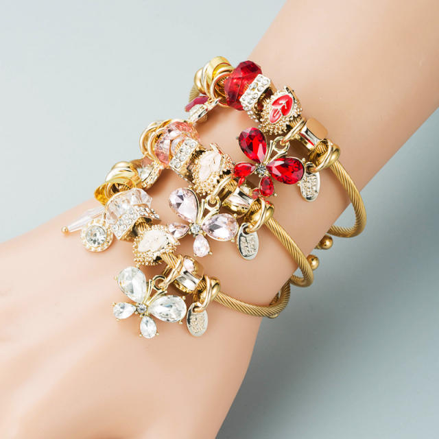 Crystal beads butterfly charm DIY bracelet