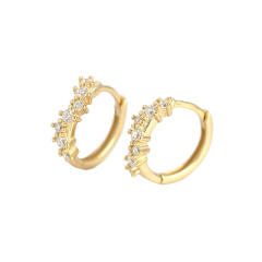 Delicate 925 sterling silver rhinestone huggie earrings