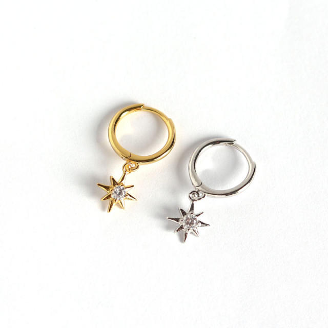 S925 sterling silver star huggie earrings