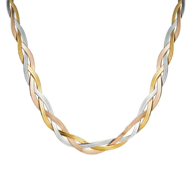 3 Color stainless steel snake chain mix necklace