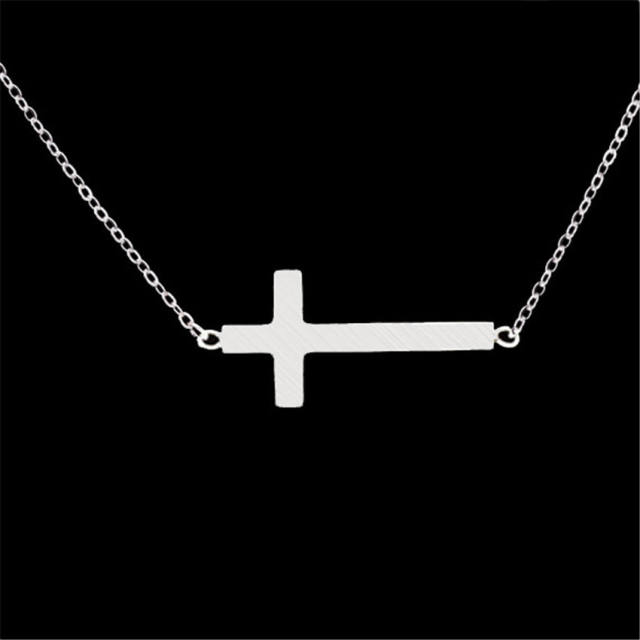 Simple design one letter shape cross stainless steel necklace