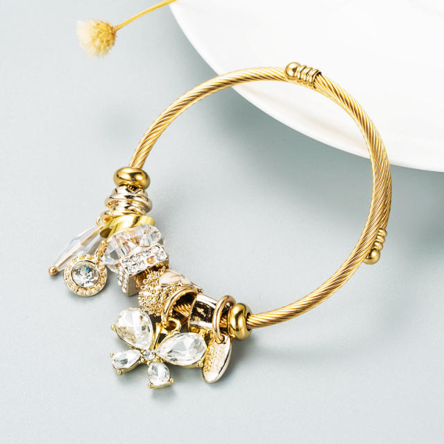 Crystal beads butterfly charm DIY bracelet