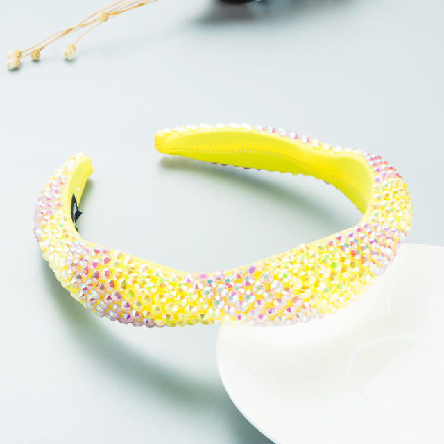 Exaggerated style colored rhinestone sponge padded headband