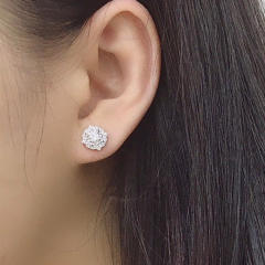 Easy match cubic zircon setting cute copper ear studs