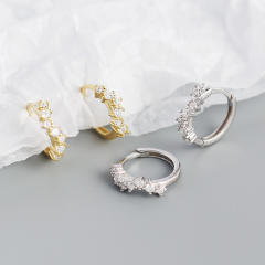 Delicate 925 sterling silver rhinestone huggie earrings
