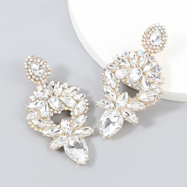Chunky glass crystal statement dangle earrings