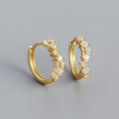 Delicate 925 sterling silver rhinestone huggie earrings