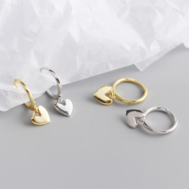 925 sterling silver tiny heart huggie earrings