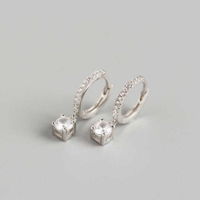 zircon S925 sterling silver huggie earrings