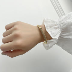 Stainless steel cuff bangle bracelet for man
