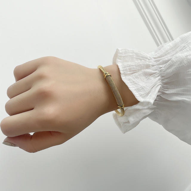 Stainless steel cuff bangle bracelet for man