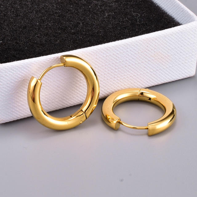 Concise simple hoop stainless steel earrings