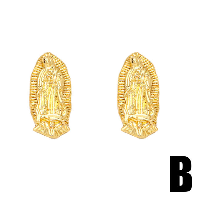 Personality gold plated copper angel ear studs
