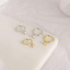 S925 sterling silver rhinestone huggie earrings