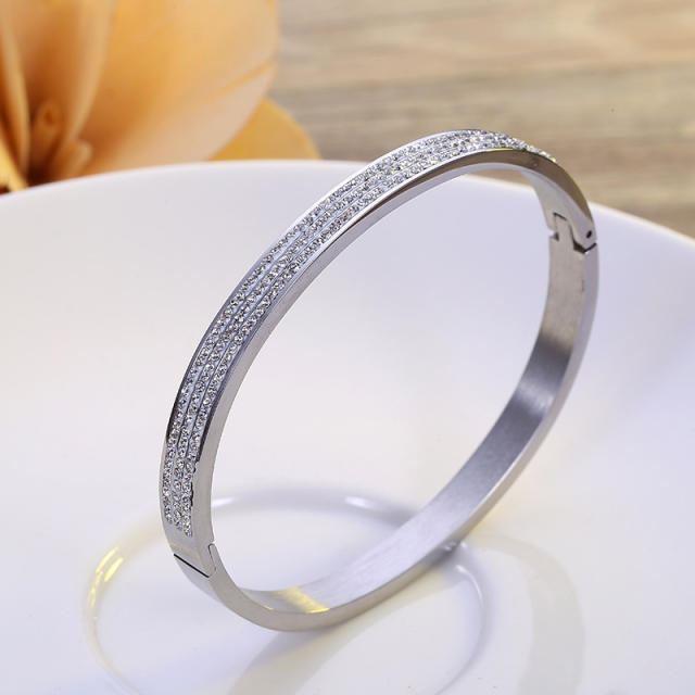 3 color - elegant the Stainless steel gem setting bangle bracelet