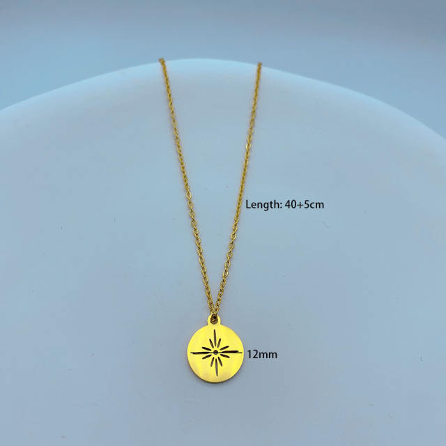 Creative dainty moon star pendant stainless steel necklace