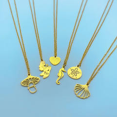 Concise mushroom heart flower pendant dainty stainless steel necklace
