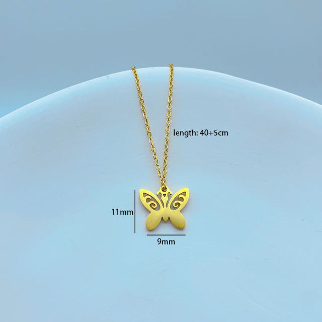 Cute animail bee butterfly boy girl pendant stainless steel necklace