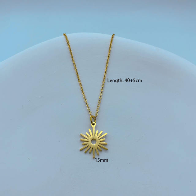 Concise compass pendant stainless steel necklace