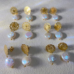 Chic baroque pearl drop stainless steel earrings