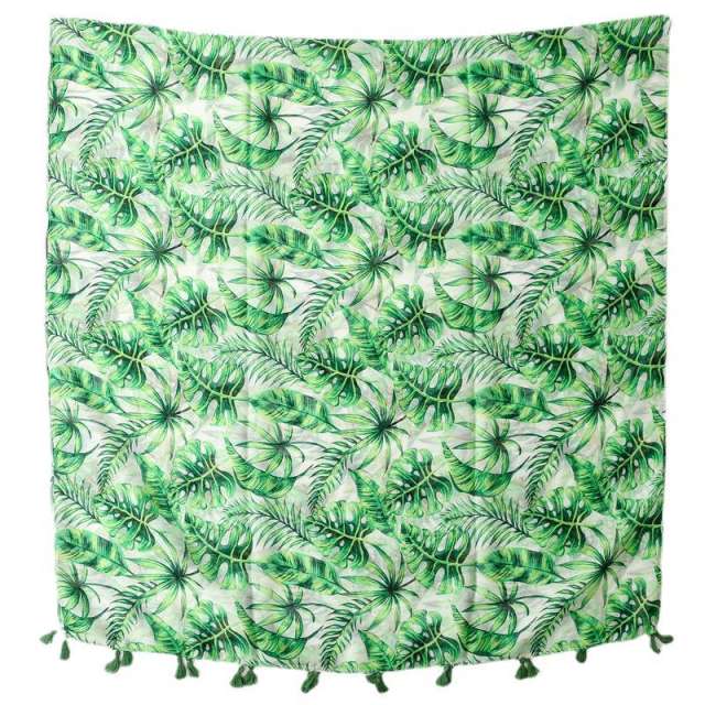 Fresh palma tree leaf green color women fashion scarf