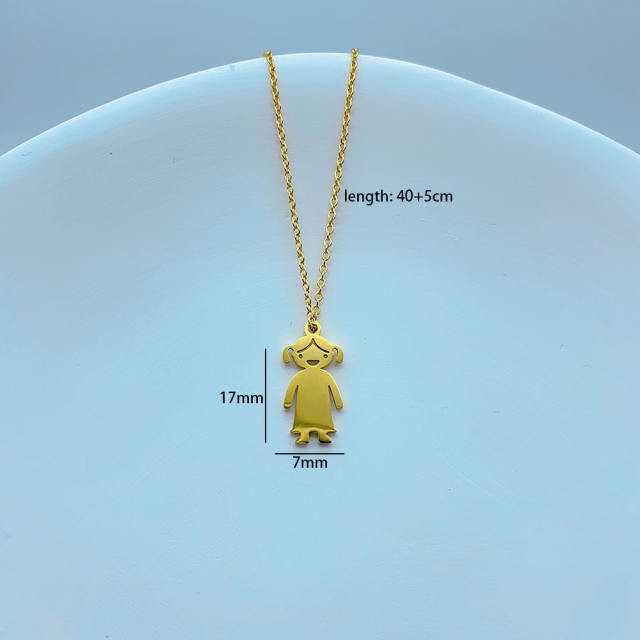 Cute animail bee butterfly boy girl pendant stainless steel necklace