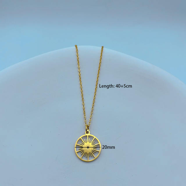 Concise compass pendant stainless steel necklace