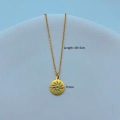 Concise compass pendant stainless steel necklace