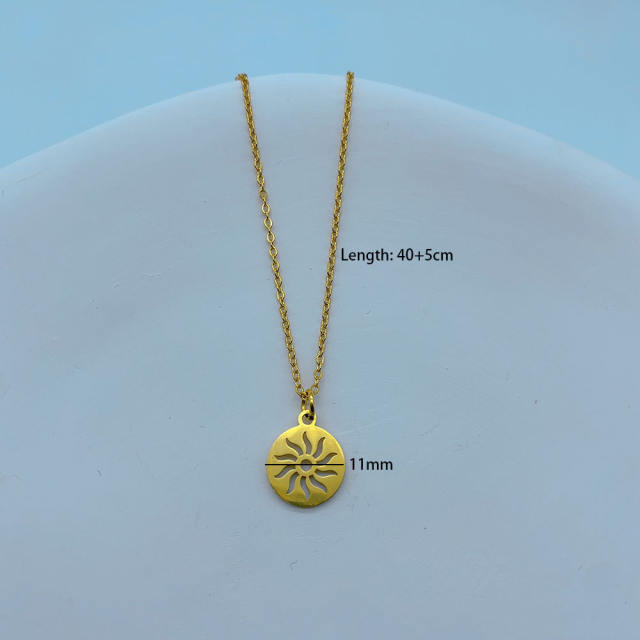 Concise compass pendant stainless steel necklace