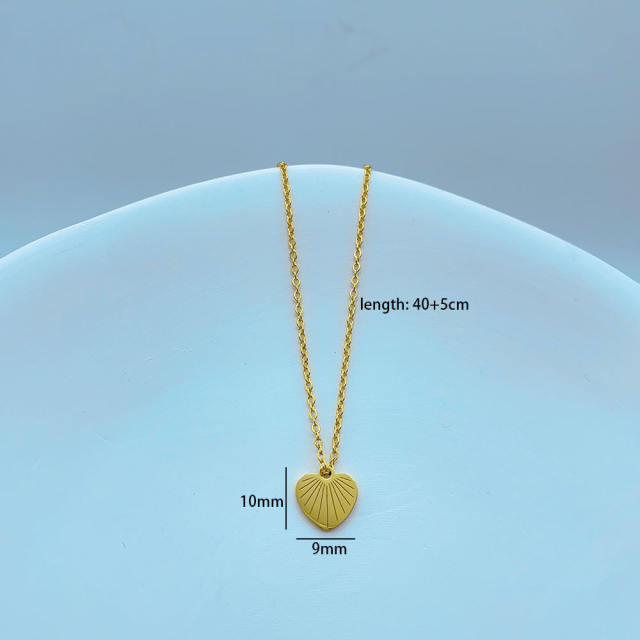 Concise mushroom heart flower pendant dainty stainless steel necklace